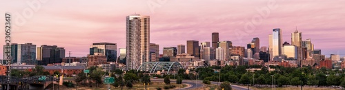 Panorama of the City of Denver Colorado at Sunset