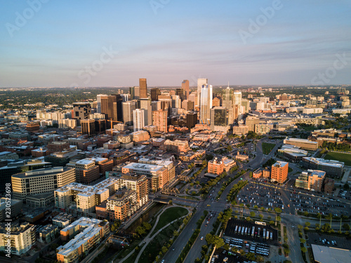 Aerial drone photo - City of Denver Colorado at Sunset © nick