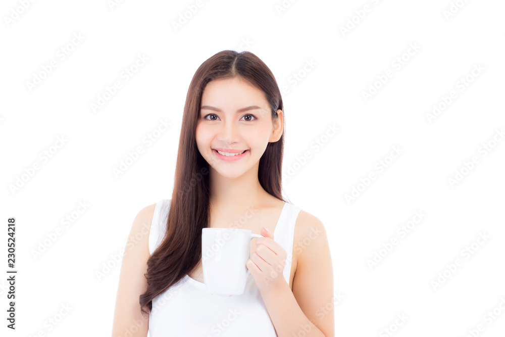 Beautiful portrait asian woman smiling and drinking water glass with fresh and pure for diet, beauty girl thirsty holding beverage with healthy isolated on white background, health care concept. Beautiful portrait asian woman smiling and drinking water glass with fresh and pure for diet, beauty girl thirsty holding beverage with healthy isolated on white background, health care concept.