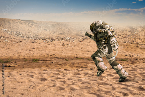 Spaceman running fast. Mixed media © Sergey Nivens