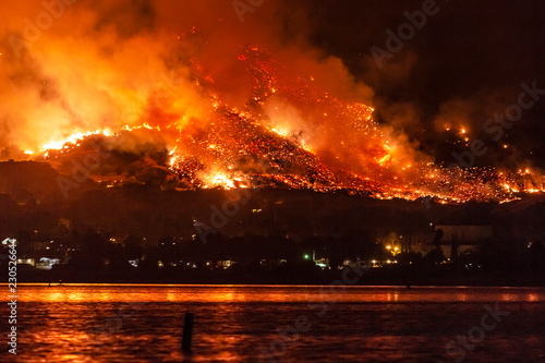 Wildfire near Lake Elsinore, California photo