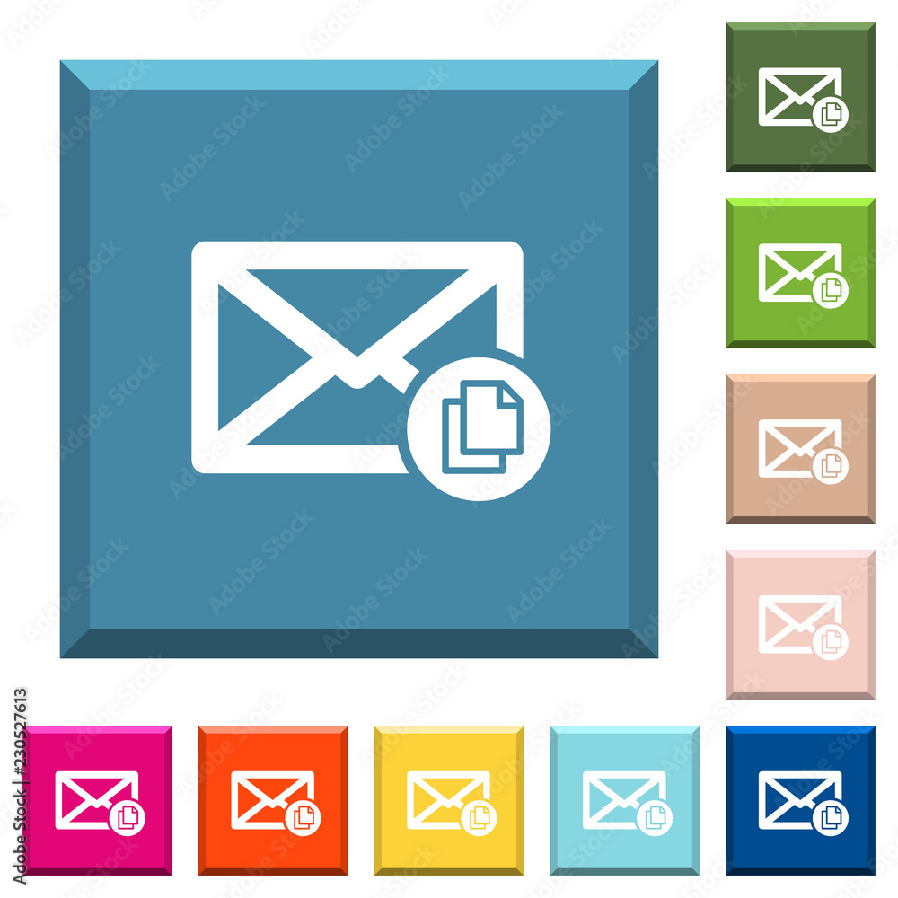 Copy mail white icons on edged square buttons