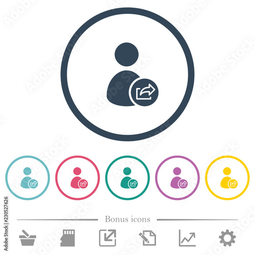 User account export data flat color icons in round outlines