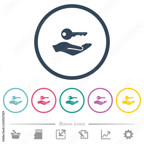 Security service flat color icons in round outlines