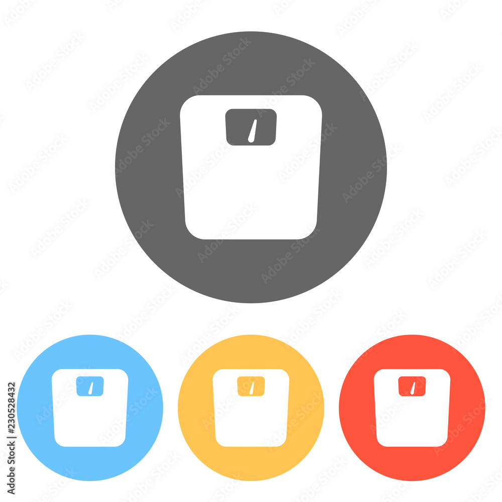 silhouette of weights, simple symbol. Set of white icons on colo silhouette of weights, simple symbol. Set of white icons on colo