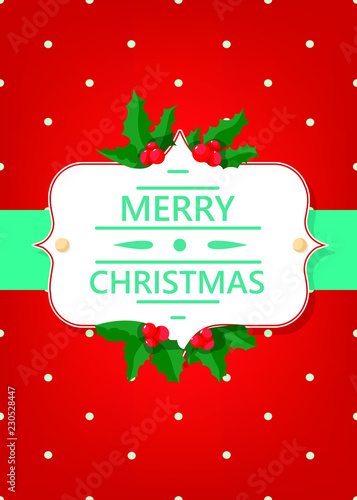 Simple Merry Christmas greeting card. Print standart A5
