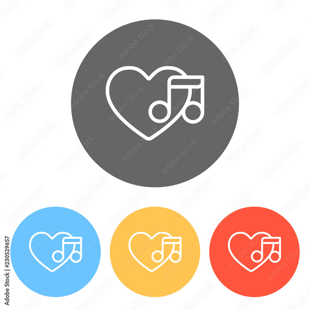 Heard and note, Favourite music. Linear icon with thin outline. Heard and note, Favourite music. Linear icon with thin outline.