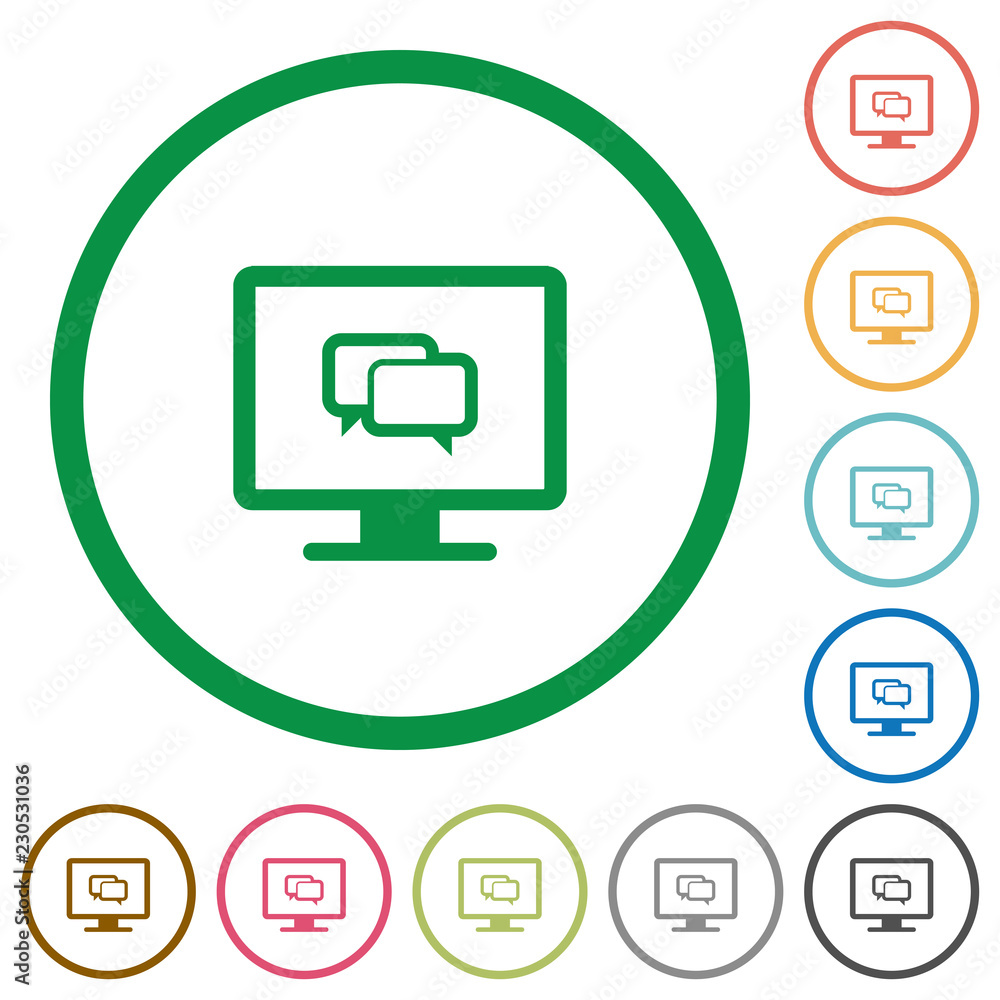 Chat application flat icons with outlines Chat application flat icons with outlines