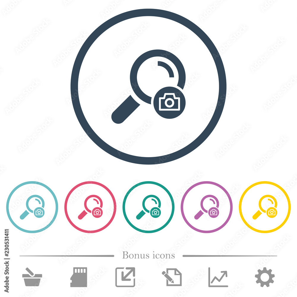 Search photo flat color icons in round outlines Search photo flat color icons in round outlines