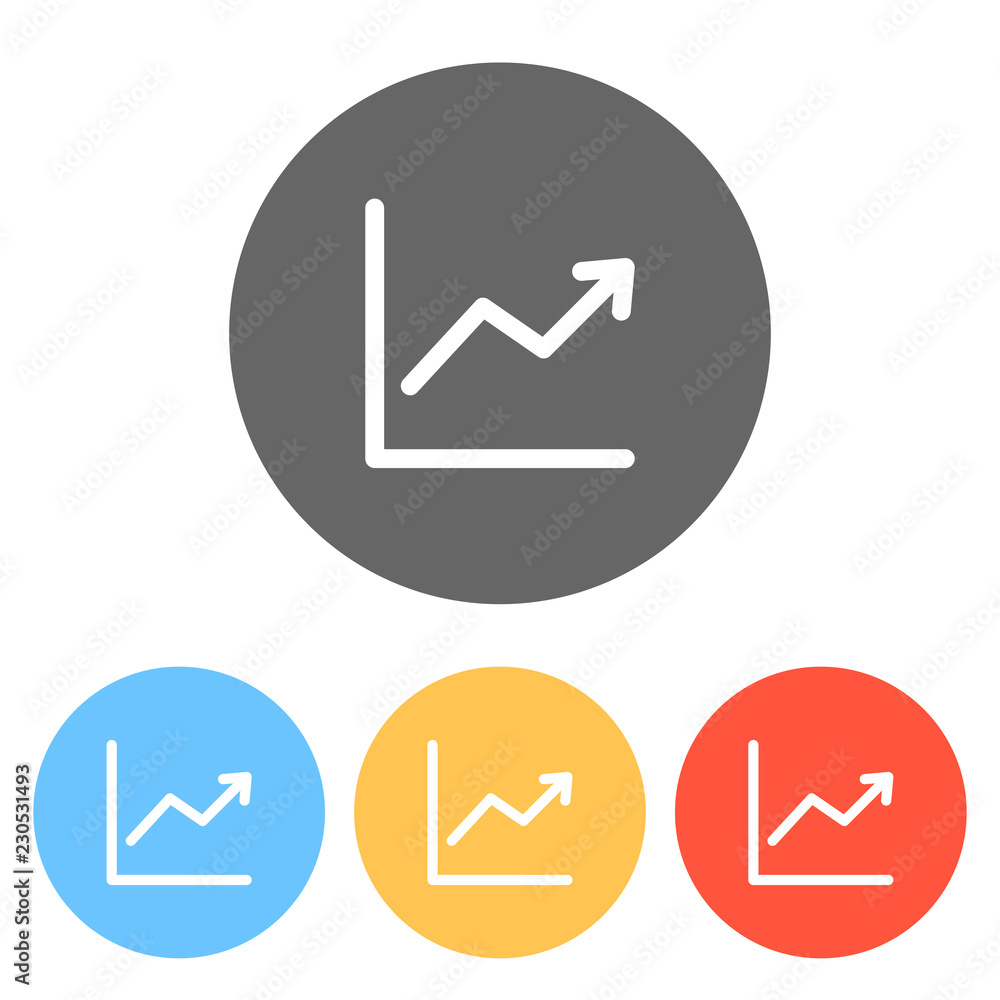Finance grapgic, grow. Set of white icons on colored circles Finance grapgic, grow. Set of white icons on colored circles