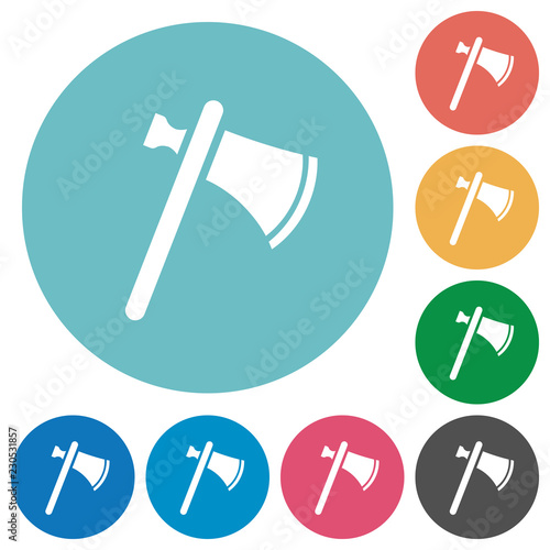 Single tomahawk flat round icons
