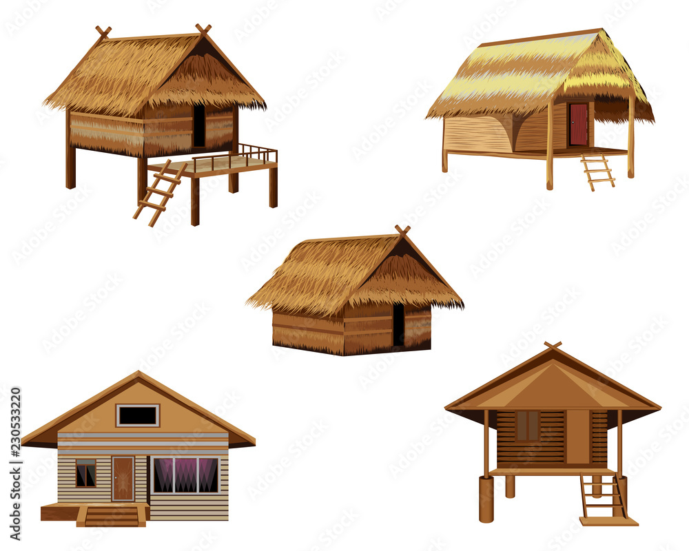 straw hut vector design