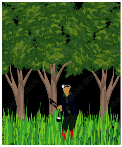 agriculturist with rubber tree vector design