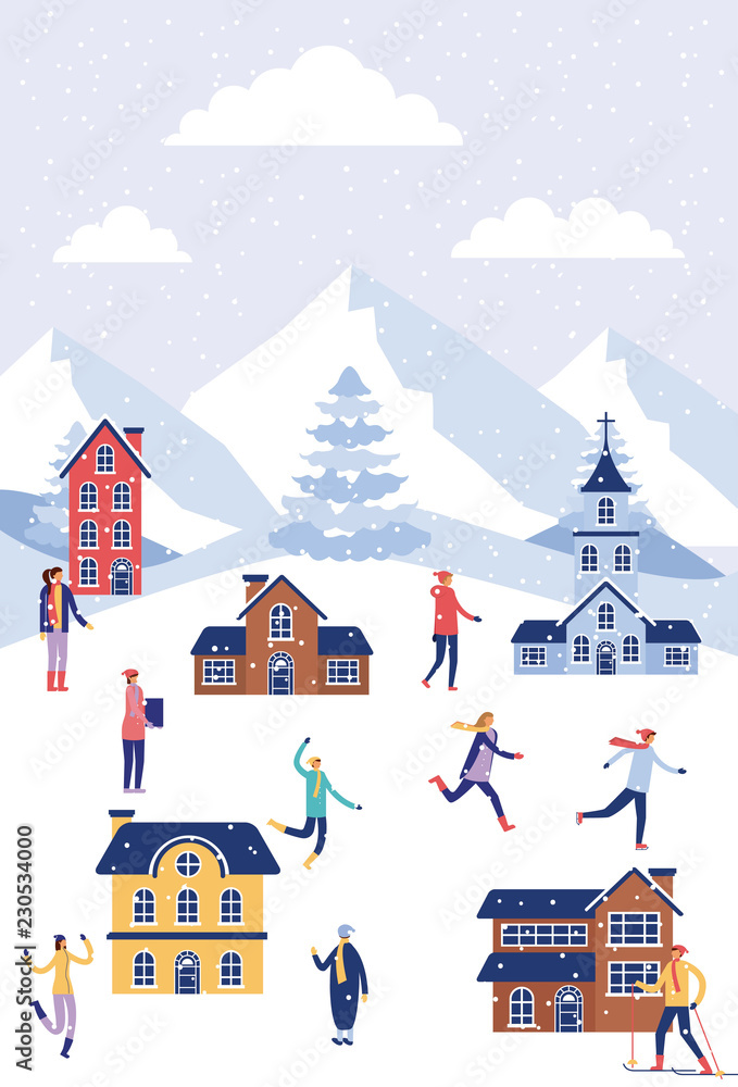 Naklejka premium winter vacations christmas