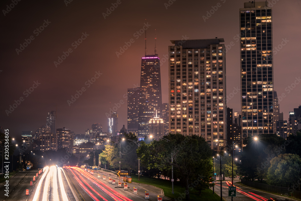 Obraz premium Chicago Skyline at night 