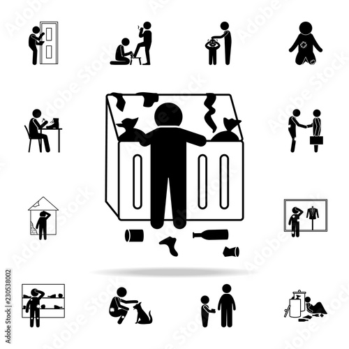 garbage poor man icon. Poor peaple icons universal set for web and mobile