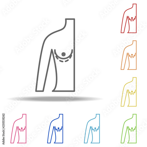 plastic breast icon. Elements of plastic syrgery in multi color style icons. Simple icon for websites, web design, mobile app, info graphics