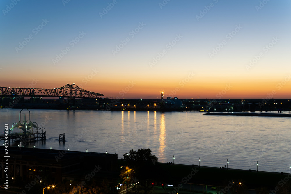 Mississippi River Blue Hour in Baton Rouge