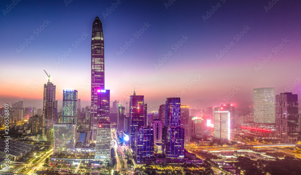 Fototapeta premium Shenzhen Nightscape City Skyline