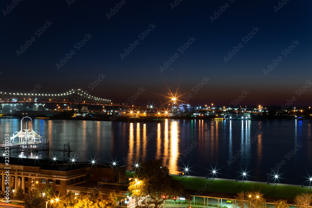 Mississippi River nighttime in Baton Rouge Mississippi River nighttime in Baton Rouge