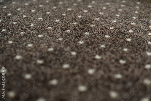 Brown carpet with a white dots texture. Indoor carpeting shoot in daylight.