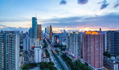 Shenzhen Luohu City Nightscape Skyline