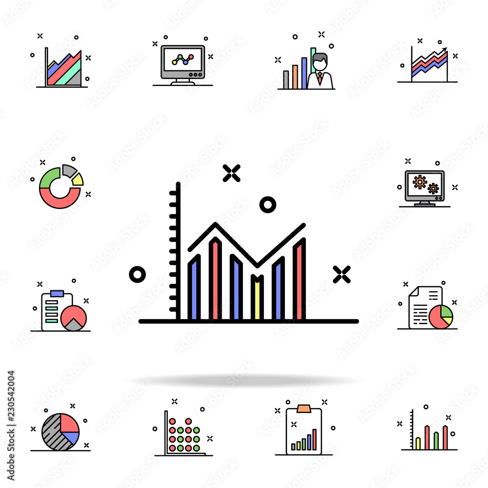 graphic report colored icon. Business charts icons universal set for web and mobile