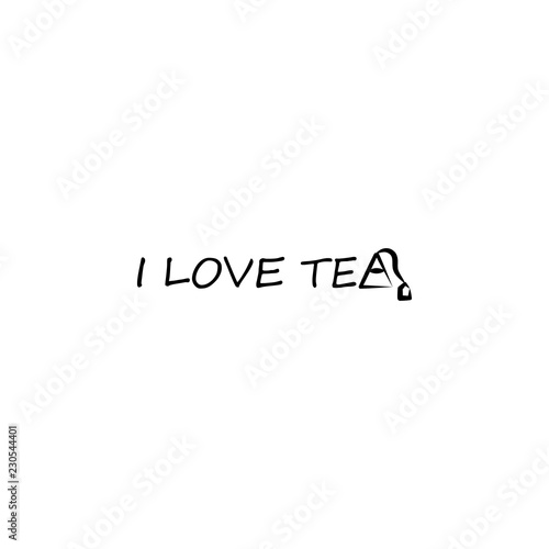 I love tea, text icon. Element of tea icon for mobile concept and web apps. Hand drawn I love tea, text icon can be used for web and mobile