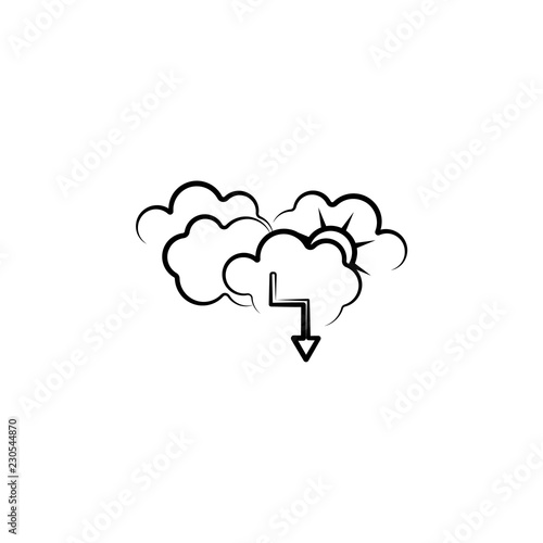 Cloud, sun, rain icon. Element of weather icon for mobile concept and web apps. Hand drawn Cloud, sun, rain icon can be used for web and mobile