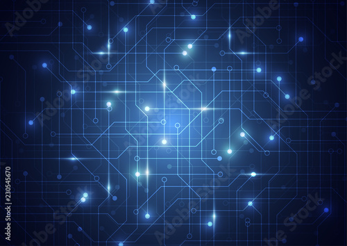 Abstract background with technology circuit board texture. Electronic motherboard illustration. Communication and engineering concept. Vector illustration