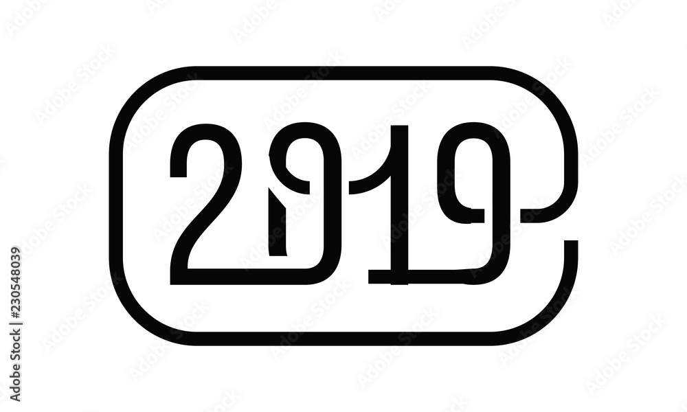 Happy New Year 2019. Typography logo design. Happy New Year 2019. Typography logo design.