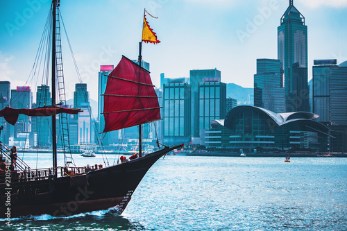 Photography Hong Kong Cityscraper with sun ray