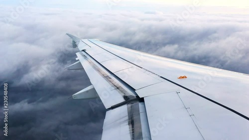 View from the plane of the passenger plane the plane wing photo