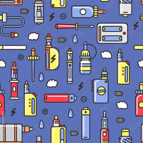 Vape devices and accessories with flavored steam seamless pattern.