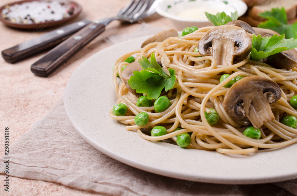Dark pasta with mushrooms Dark pasta with mushrooms