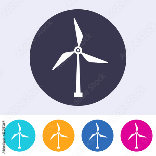 Single vector round windmill energy sign icon