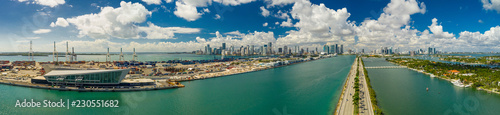 Aerial panorama Miami Port Dodge Island Macarthur Causeway © Felix Mizioznikov
