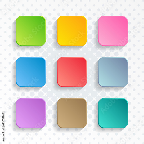 Vector blank colorful rounded square web buttons