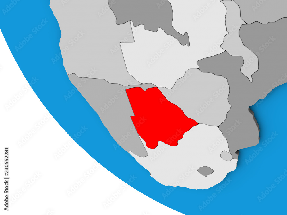 Fototapeta premium Botswana on simple 3D globe.