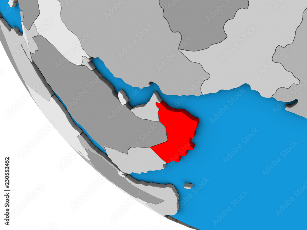 Fototapeta premium Oman on simple 3D globe.