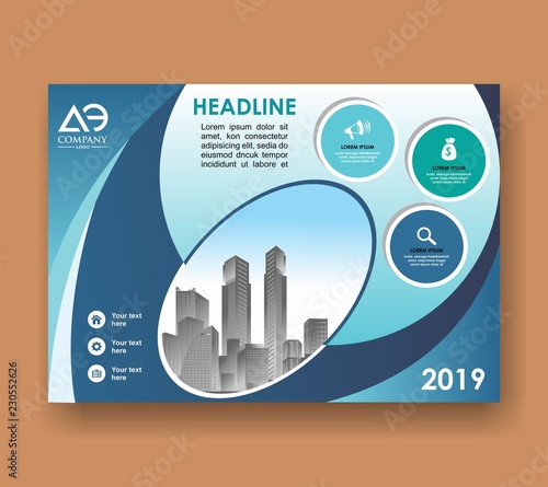 horisontal cover template a4 size. Business brochure design. Annual report cover. Vector illustration.