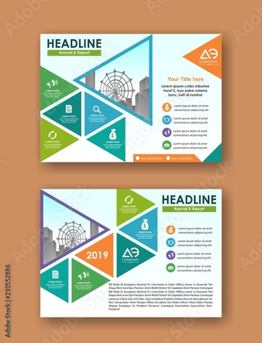 horisontal cover template a4 size. Business brochure design. Annual report cover. Vector illustration.