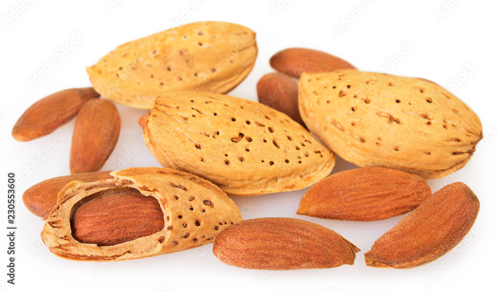 Almond on white background Almond on white background