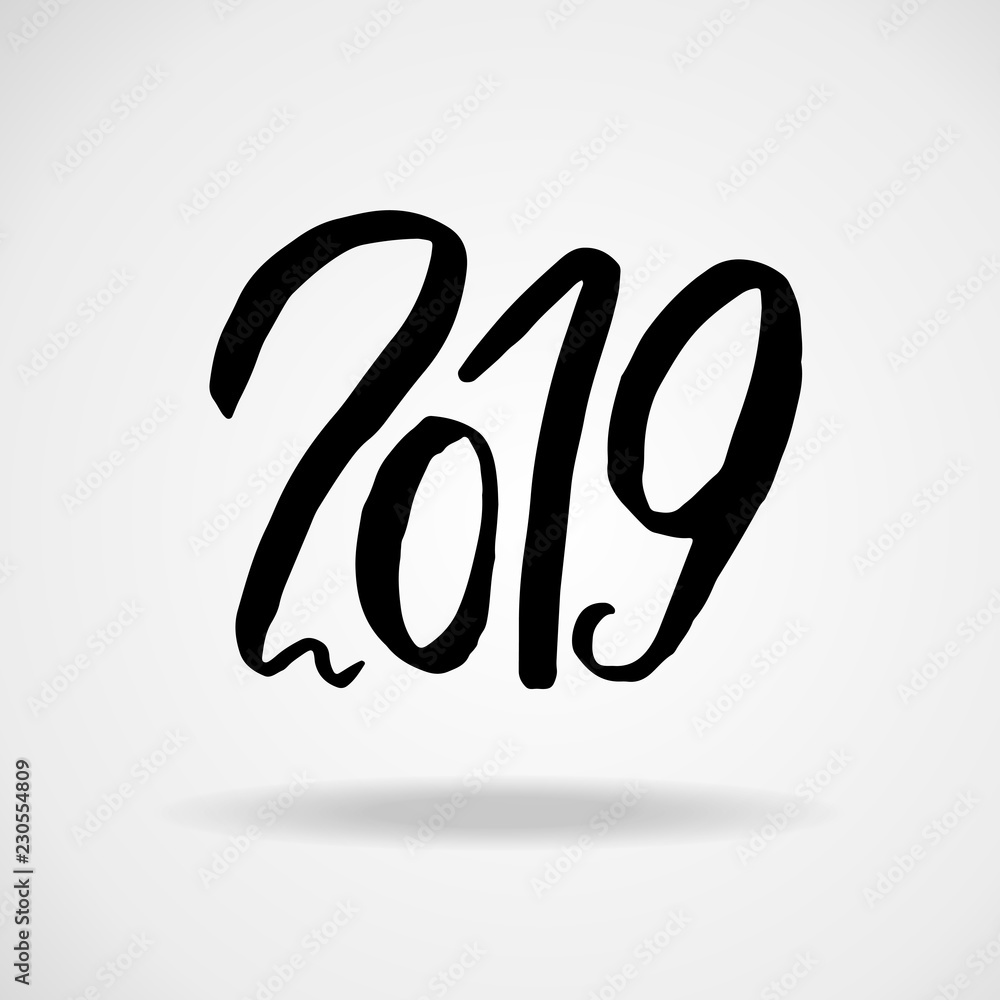 2019. Modern dry brush lettering. Grunge Happy New Year card design. Vector illustration. 2019. Modern dry brush lettering. Grunge Happy New Year card design. Vector illustration.