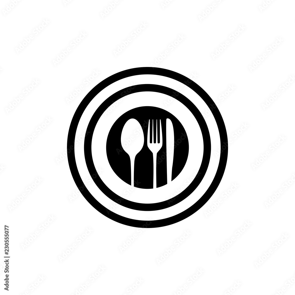 Restaurant sign with spoon, fork and knife Restaurant sign with spoon, fork and knife