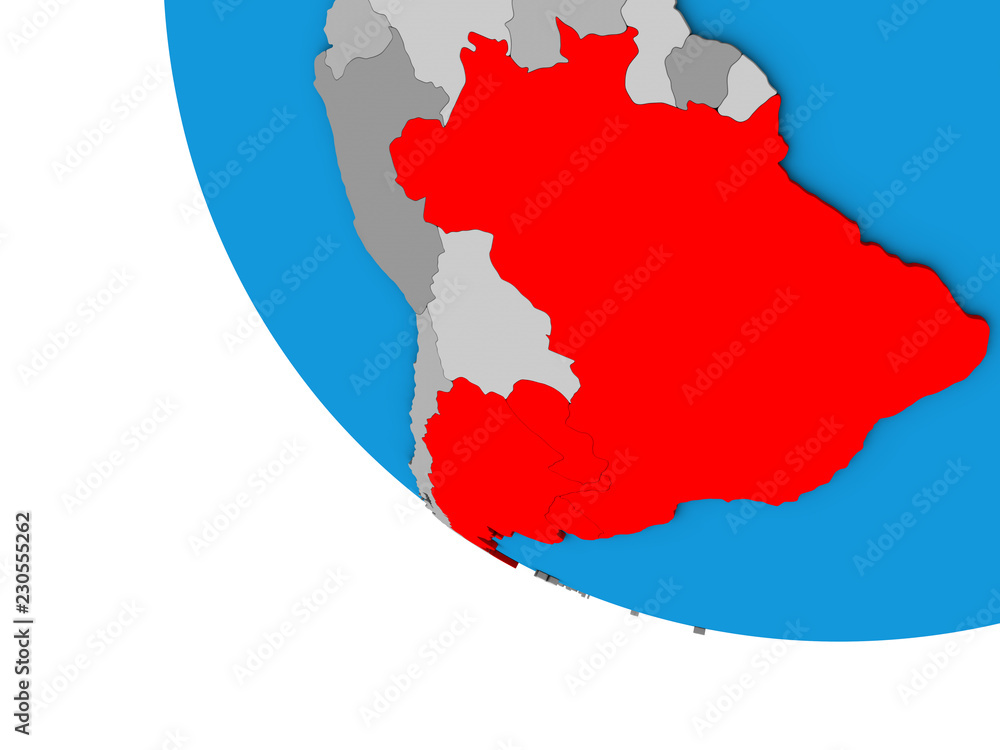 Fototapeta premium Mercosur memebers on simple 3D globe.