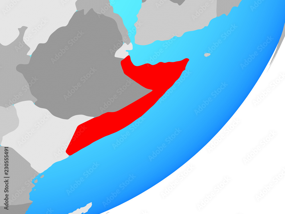 Fototapeta premium Somalia on blue political globe.