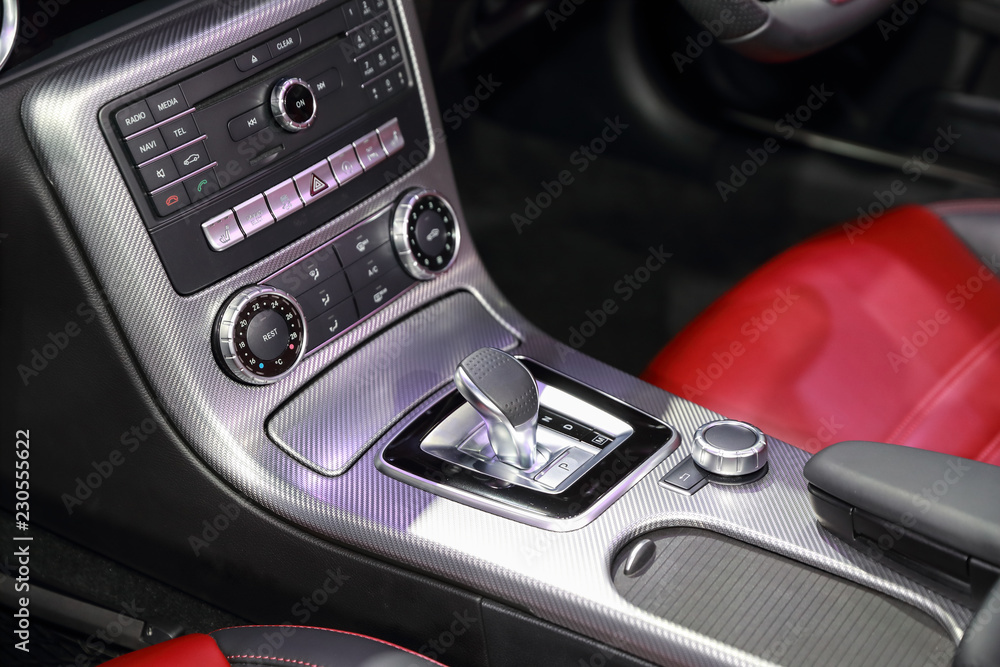 Close up view of a gear on modern car