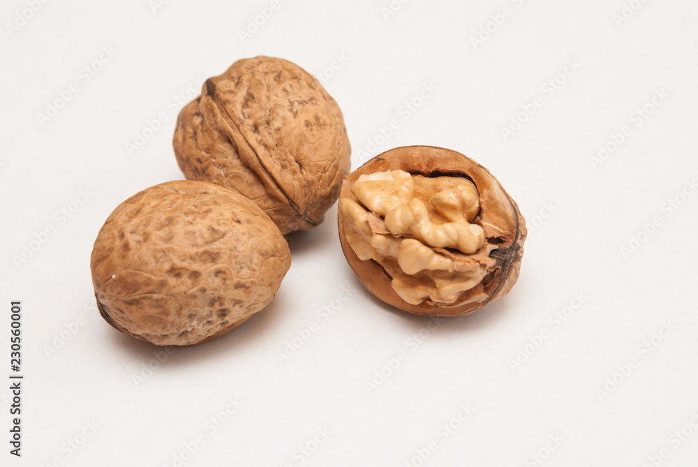 walnuts on white background walnuts on white background