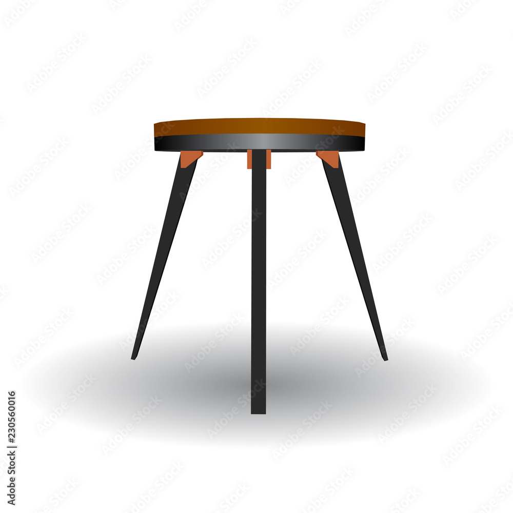 ฺObject of side view of four-legged chair on white background. ฺObject of side view of four-legged chair on white background.